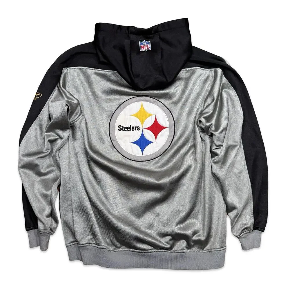 Y2K Reebok Pittsburgh Steelers NFL Logo Hoodie Sweatshirt - Picture 2 of 7